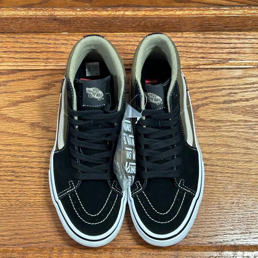 Vans Skate Sk8-Hi Black Olive Green High Top Skate Shoes VN0A5FCCBKA Mens 6.5‎